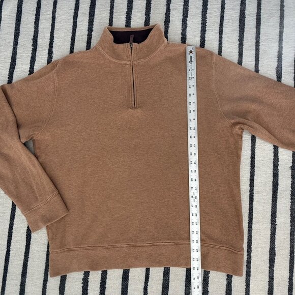 Lands’ End Men’s Quarter Zip Cotton Sweater Beige Size L | Mock Neck Neutral - Picture 8 of 9